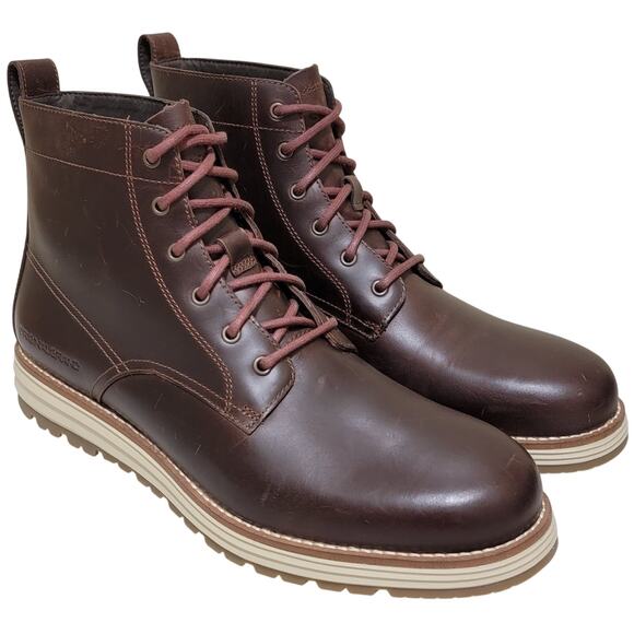 Cole Haan Men Original Grand Waterproof Combat Boot Size US 10.5M Chestnut Brown